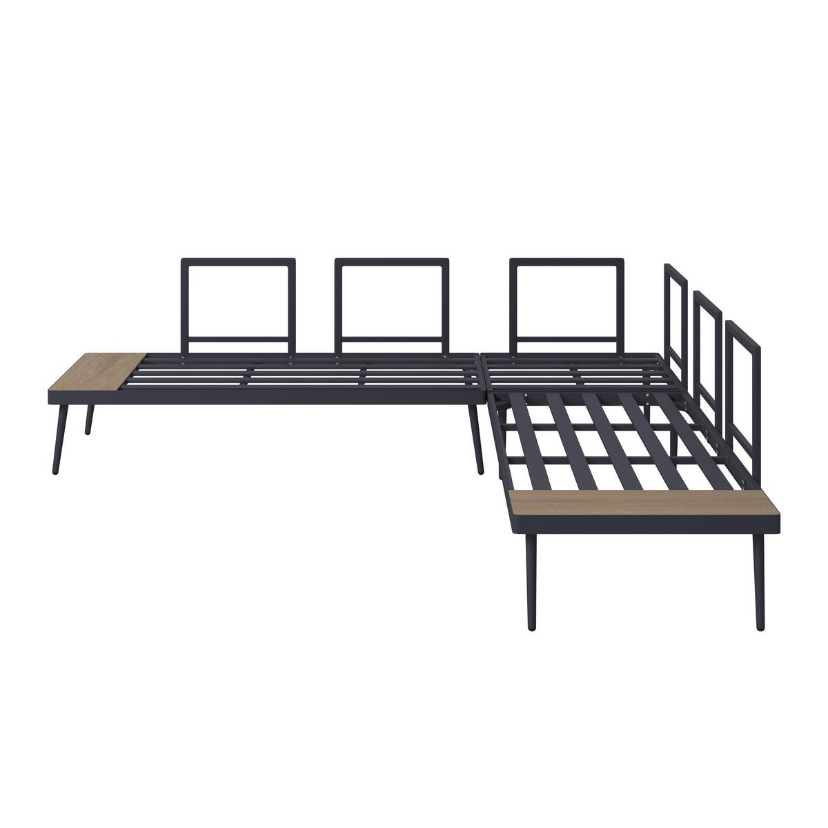 Loungegarnitur 3-Tlg Brügge Metall/Kunststoff mit Kissen - Dunkelgrau/Naturfarben, MODERN, Kunststoff/Textil (226/226cm) - Beldano