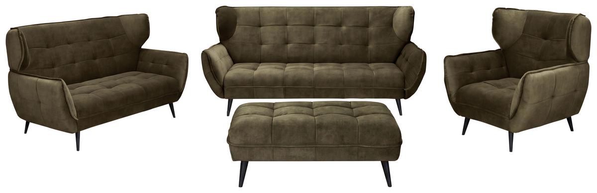 Dvojmiestna pohovka Ariana Ariana, zelená - olivovozelená/čierna, Modern, kov/textil (191/105/98cm)