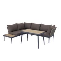 Loungegarnitur 3-Tlg Korsika Holz/Metall/Textil mit Kissen - Anthrazit/Grau, MODERN, Holz/Textil - Beldano
