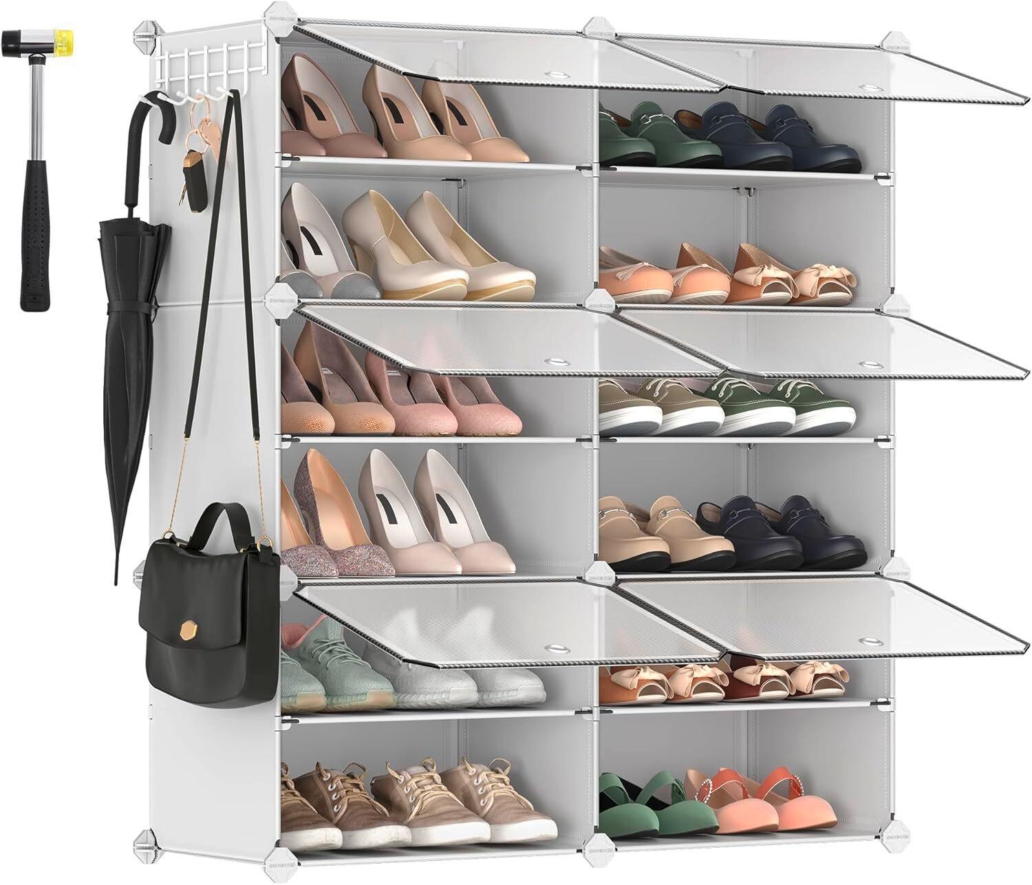Schuhregal Weiß B: 83 cm - Weiß, Basics, Kunststoff/Metall (83/63/32cm)
