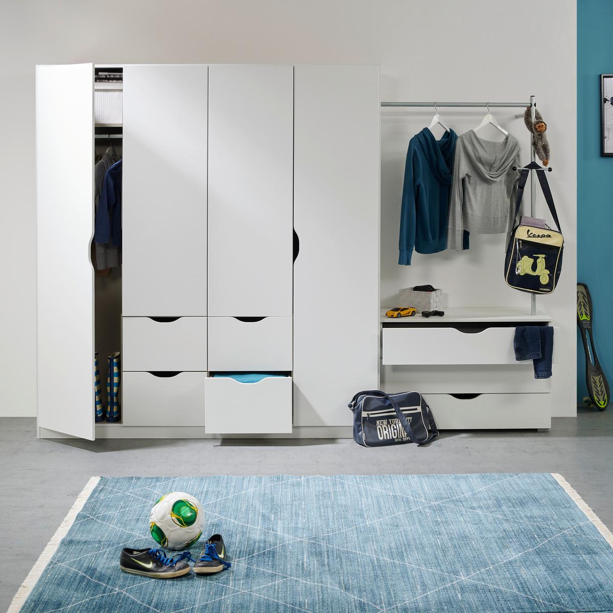 Šatní skříň s otočnými dveřmi White, bílá - bílá, Konvenční, kompozitní dřevo (181/197/54cm)