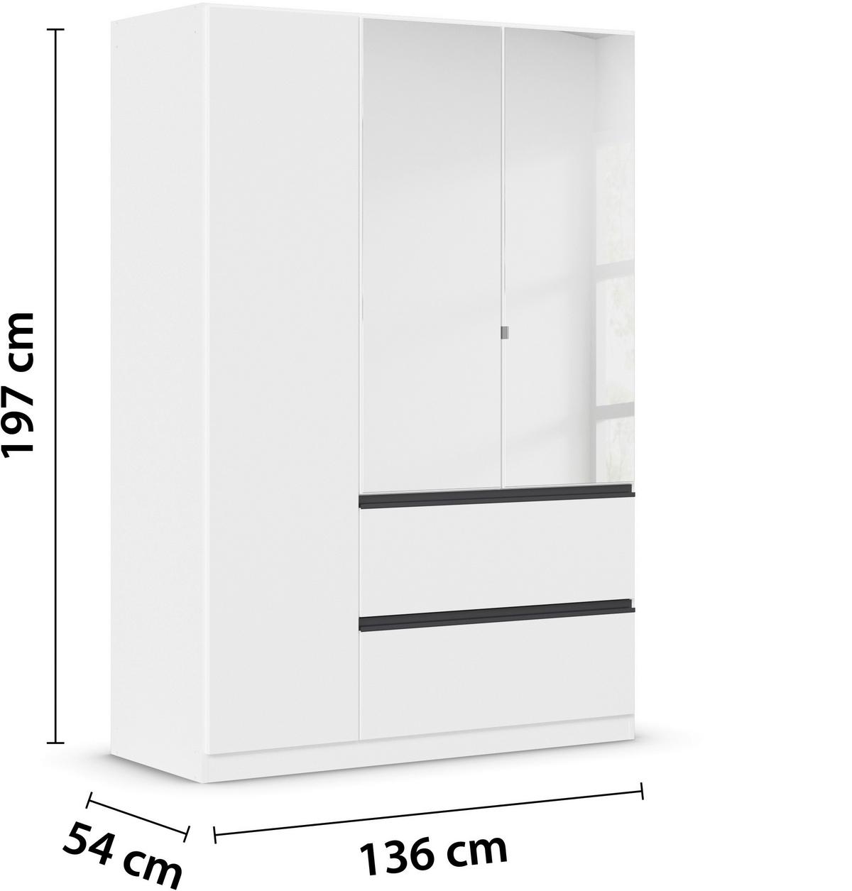 Drehtürenschrank Costa Weiß B: 136 cm - Weiß, MODERN, Holzwerkstoff (136/197/54cm) - Rauch Möbel