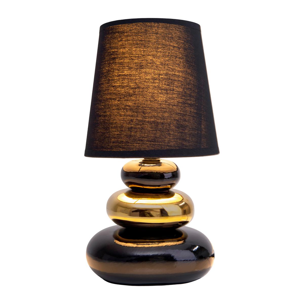 Tischlampe Stoney Schwarz Stoney - Goldfarben/Schwarz, Basics, Keramik/Textil (12,5/31cm) - Näve