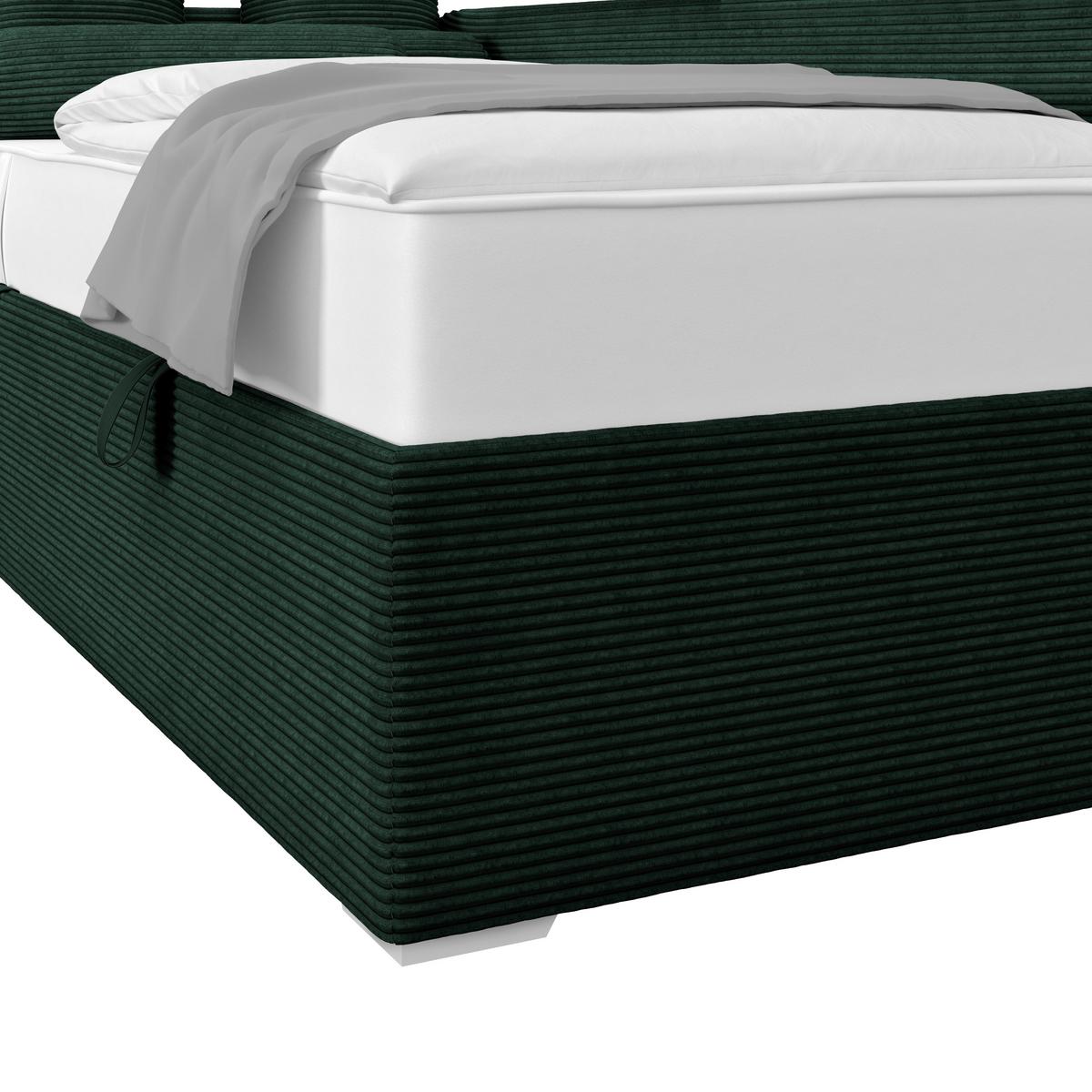 Kárpitozott Ágy Remi 90/200cm - rózsaszín/sötétzöld, Modern, textil/fa (90/200cm)