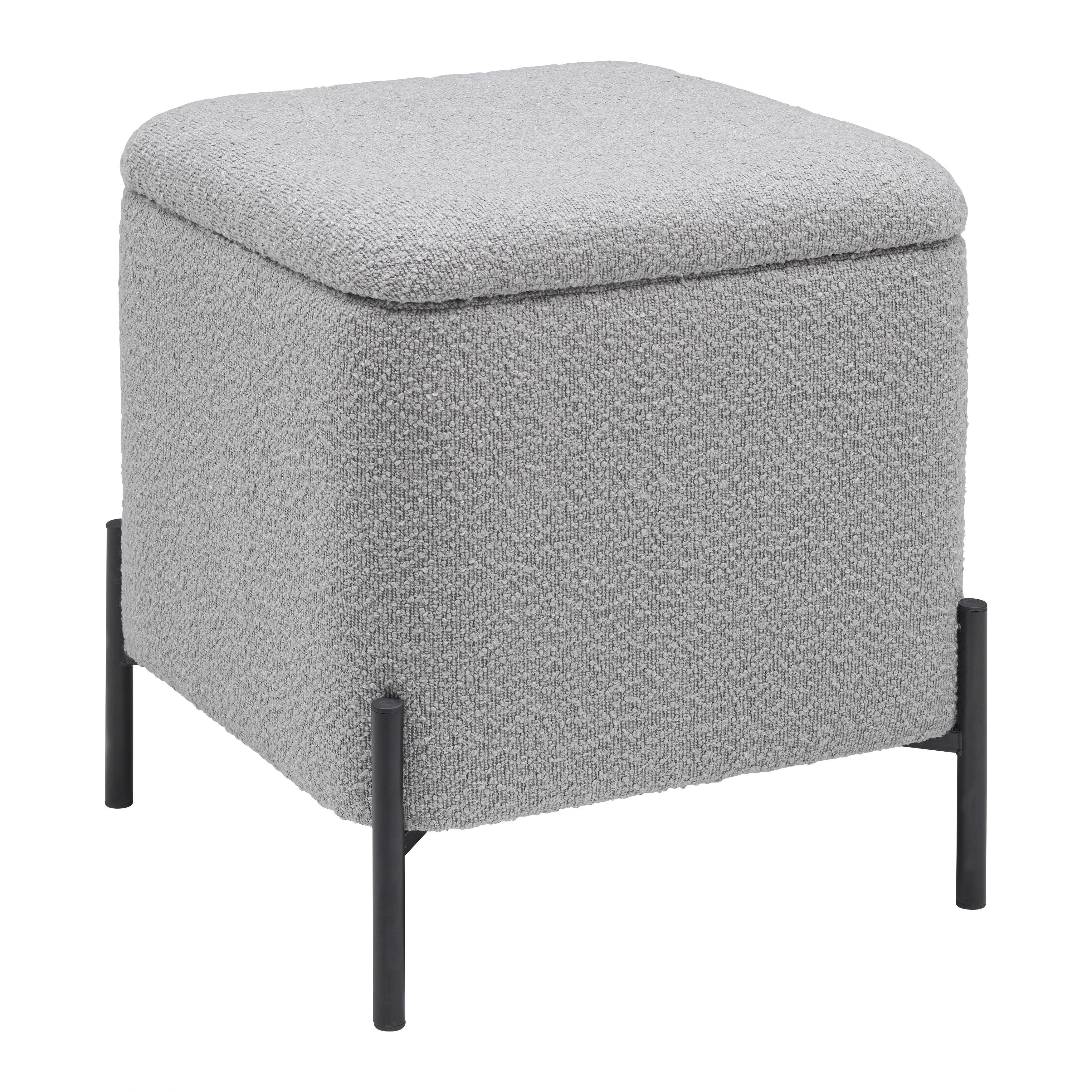 Taburet s úložným priestorom MIXO - čierna/sivá, Modern, kov/kompozitné drevo (43/50/43cm) - Mömax