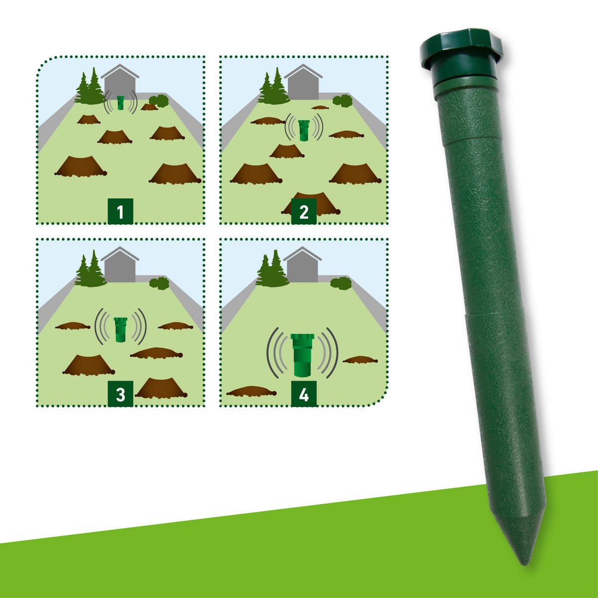 Ultraschall-Tiervertreiber Wühlmaus Vertreiber Bat 3 Star - Alufarben/Grün, Basics, Kunststoff (12,5cm)