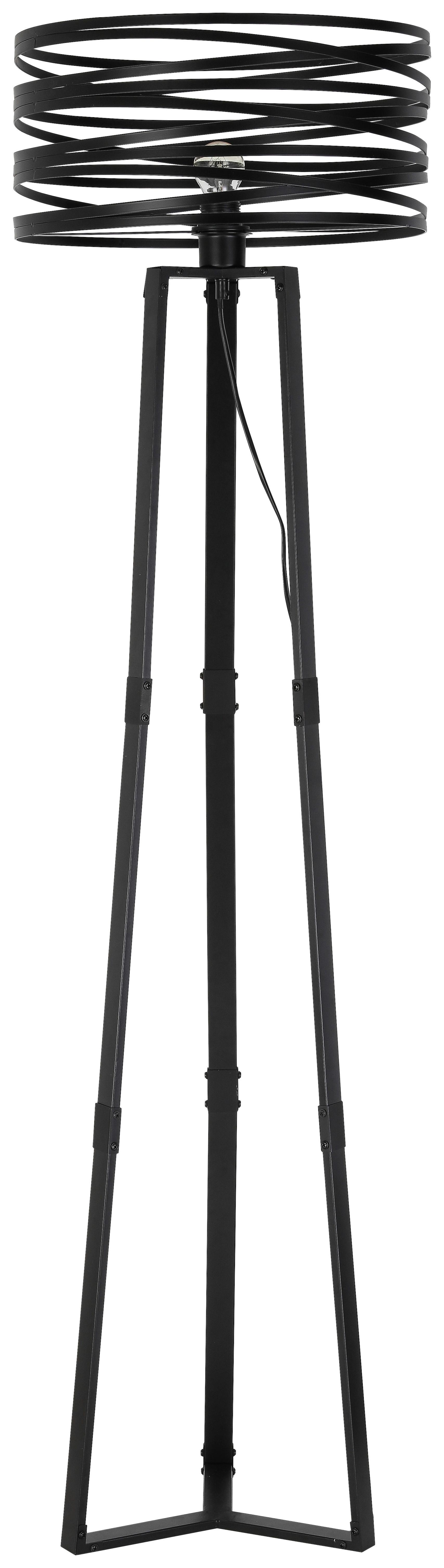 Stehlampe Lilien Schwarz Mit Fußschalter Modern - Schwarz, ROMANTIK / LANDHAUS, Metall (40/160cm) - James Wood