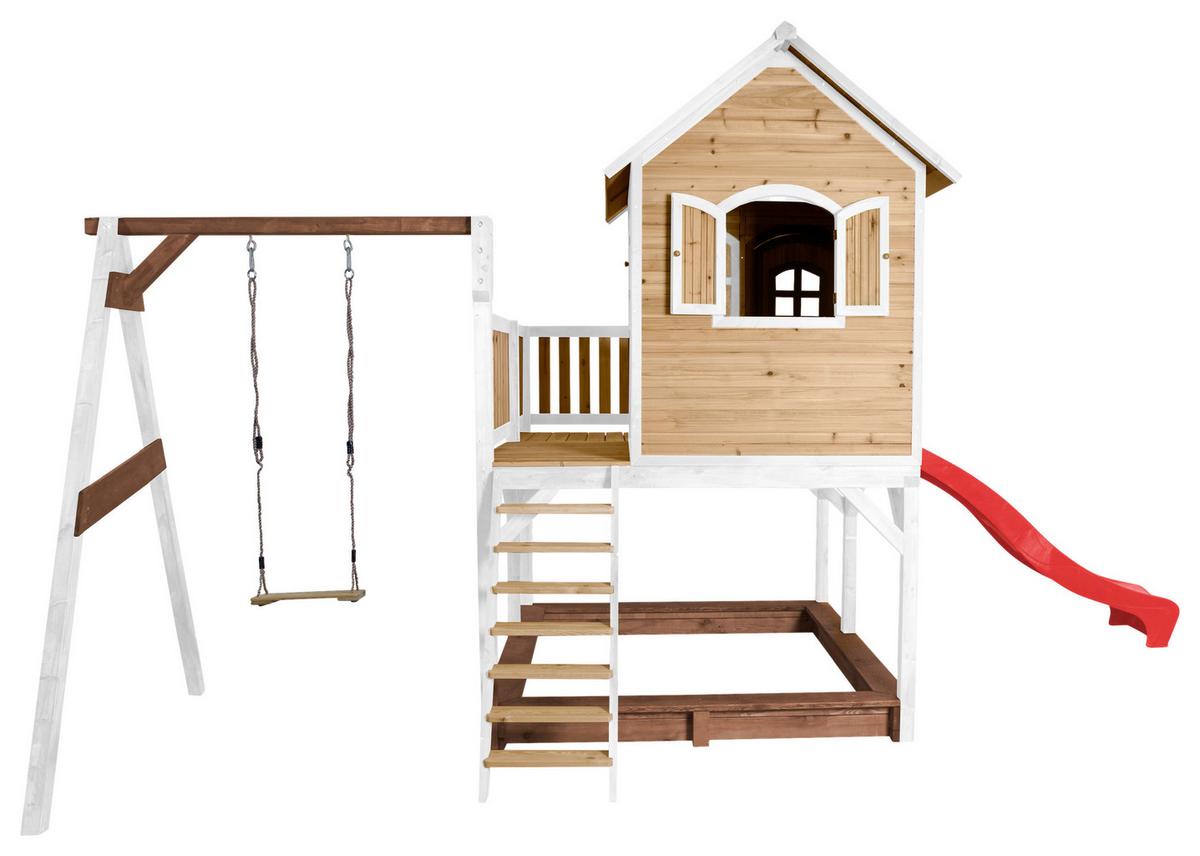Spielturm A030.152.21 - Rot/Braun, KONVENTIONELL, Holz/Kunststoff (541/291/277cm) - Ambia Garden