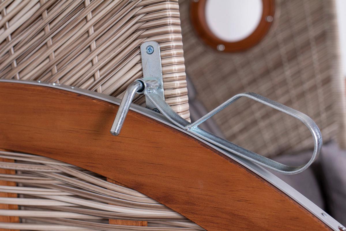 Strandkorb Ostsee Devries 2-Sitzer - Braun/Grau, Basics, Holz/Kunststoff (140/160/80cm) - Gardenson