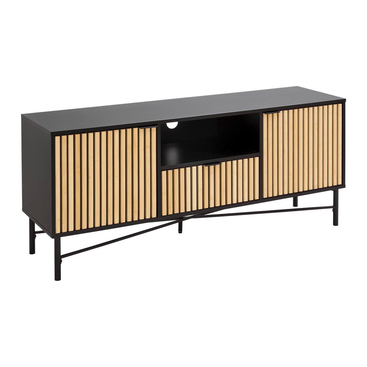 NÍZKÁ KOMODA MADRID -EXKLUSIV- - černá/přírodní barvy, Moderní, kov/dřevo (143/60/40cm) - Mömax