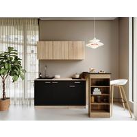 MINIKÜCHE Schwarz/Eichefarben B: 150cm - Eichefarben/Schwarz, Design, Holzwerkstoff (150cm) - Respekta