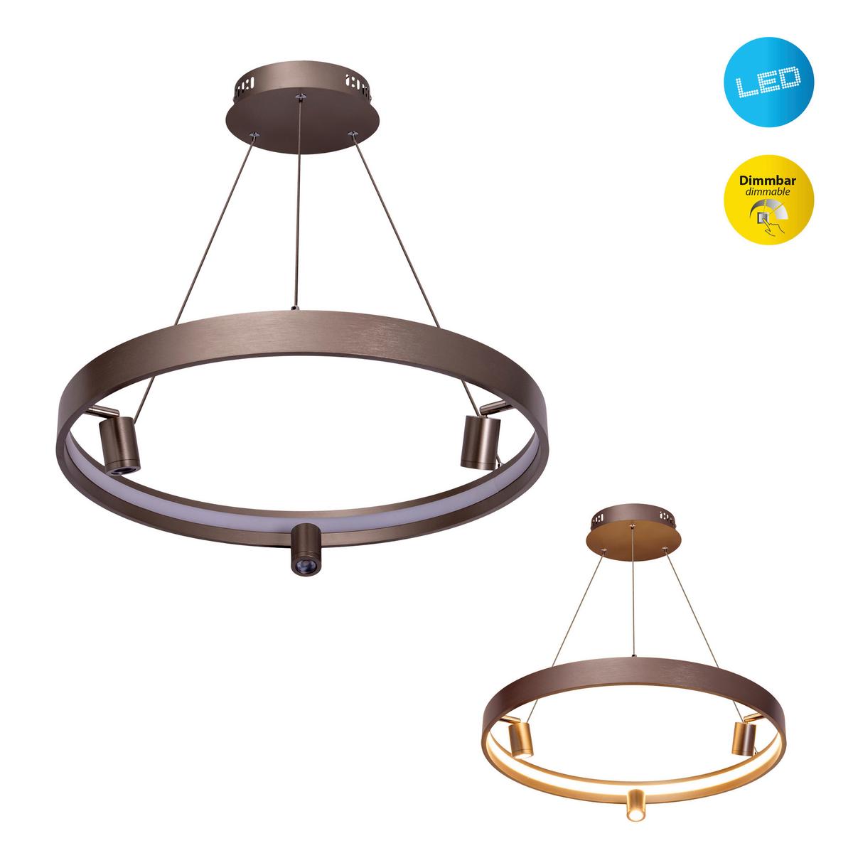 LED-Pendelleuchte 6139250 Tristan - Titanfarben, Design, Kunststoff/Metall (58/150cm) - Näve