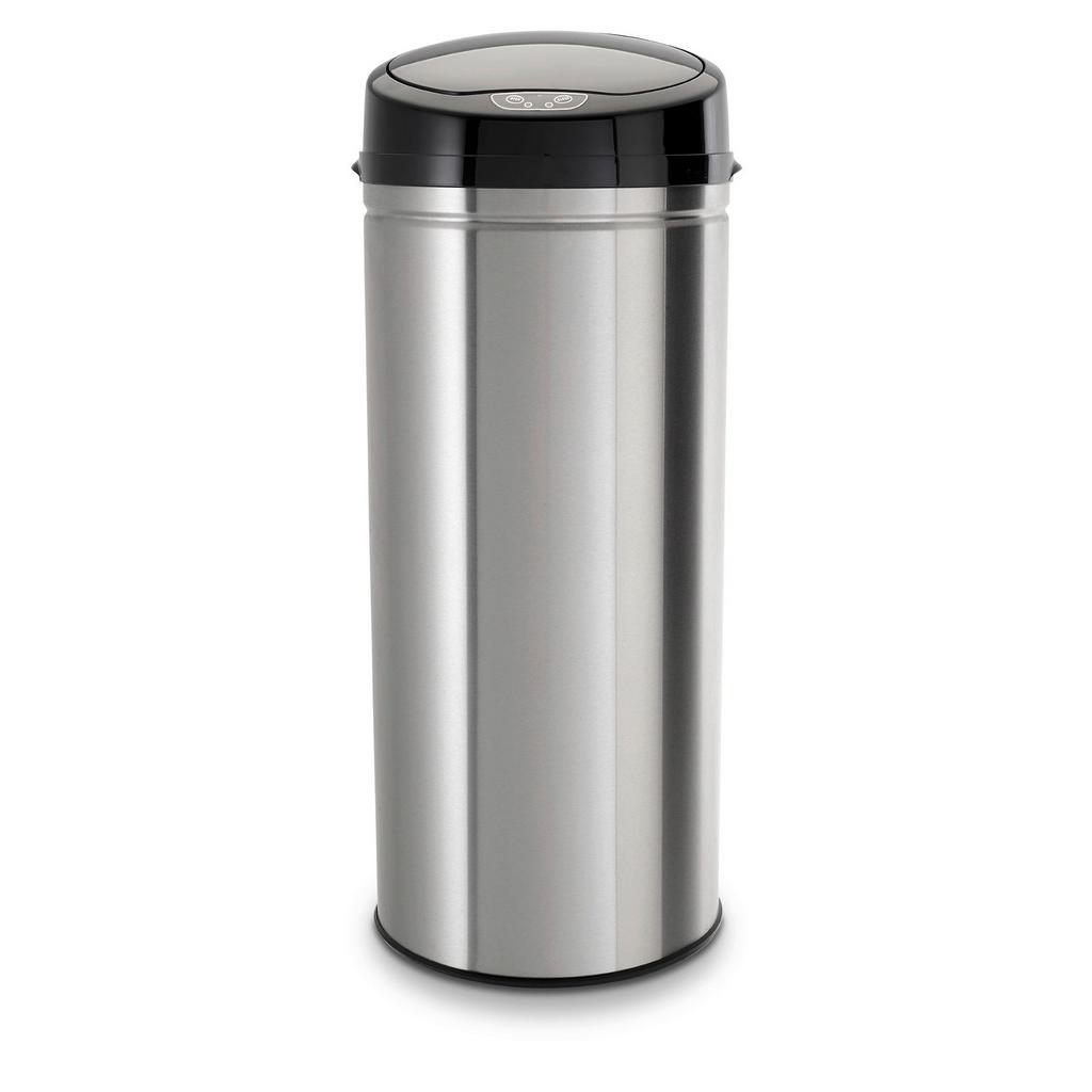 Mülleimer Brushed mit Deckel 42l Edelstahl Schwarz/Silber