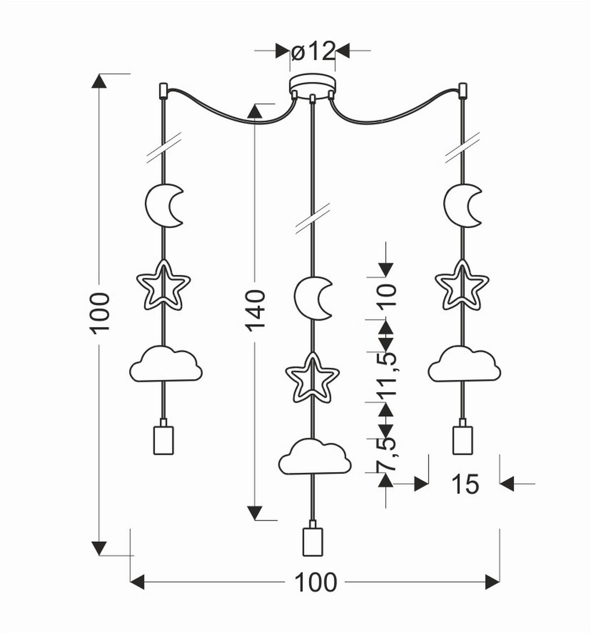Kinderhängeleuchte 33-24435 Trio Sss - Goldfarben/Weiß, Basics, Holzwerkstoff/Metall (100/15/100cm)