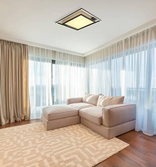 LED-Deckenleuchte 67283-40 - Dunkelbraun/Opal, Design, Holzwerkstoff/Kunststoff (40/40/6cm) - Globo