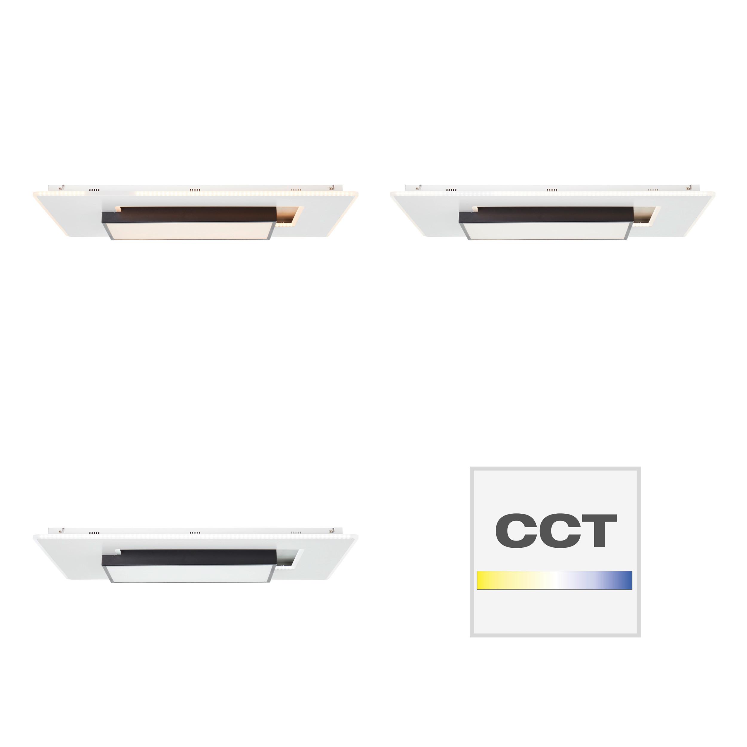 LED-Deckenleuchte Hutson L: 80 cm mit Farbtemperaturwechsler - Schwarz/Weiß, Design, Kunststoff/Metall (80/50/7cm) - Brilliant