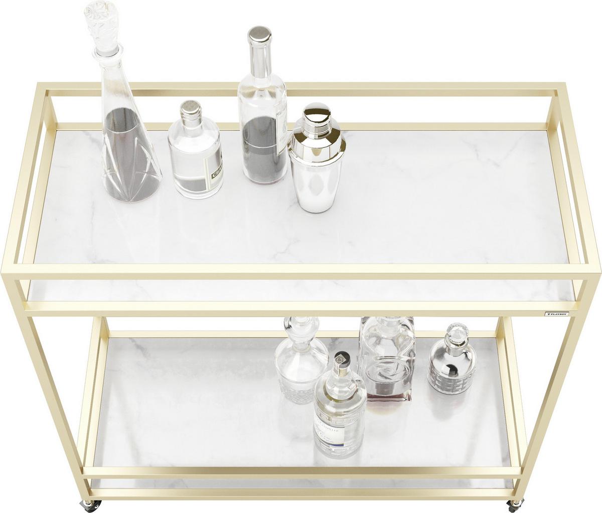 Servierwagen Glas/metall Ginger Goldfarben - Goldfarben, Design, Glas/Metall (90/40/87cm) - Playboy