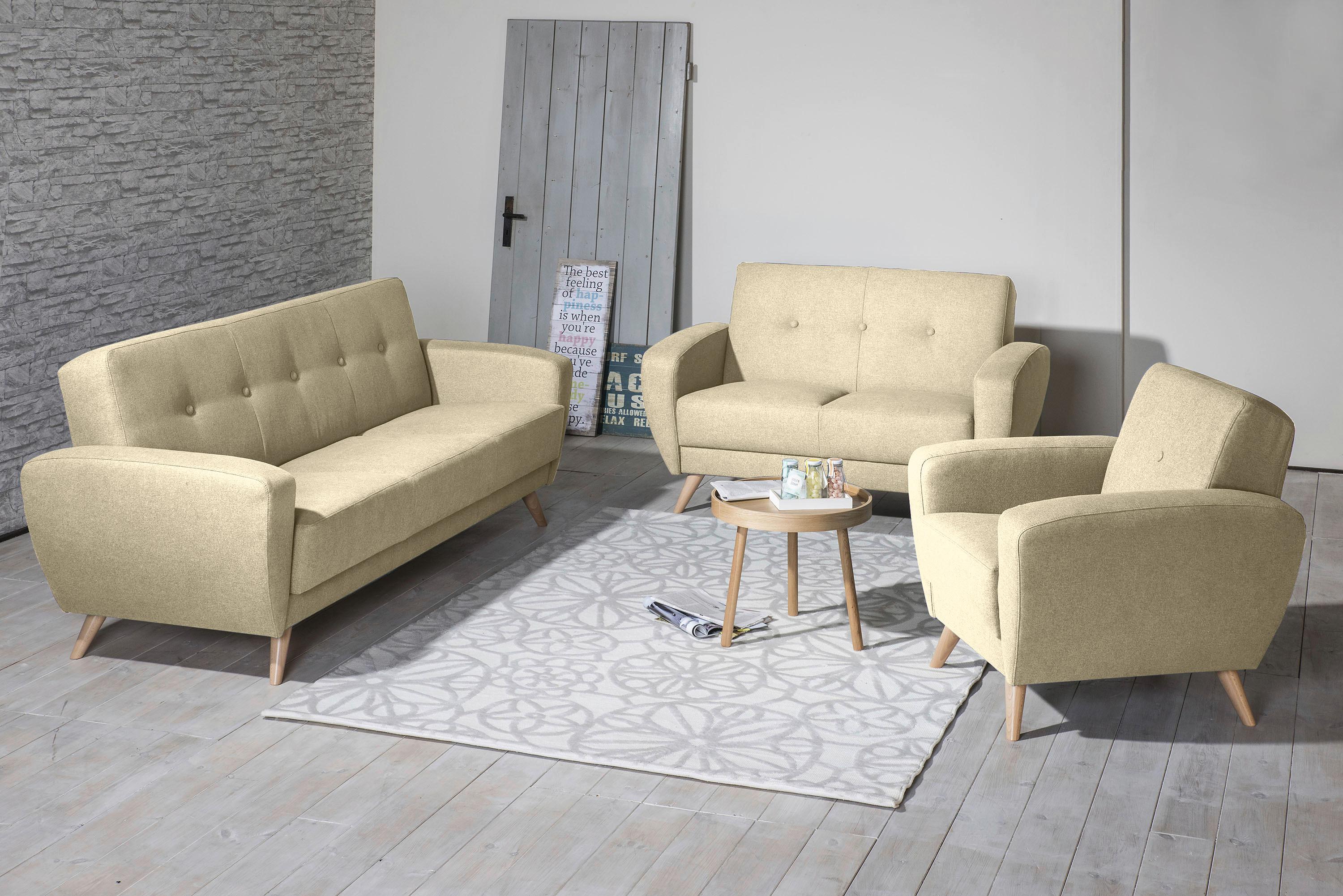 2-sitzer-sofa Jerry Beige - Beige/Naturfarben, Design, Textil (136/85/82cm) - Max Winzer