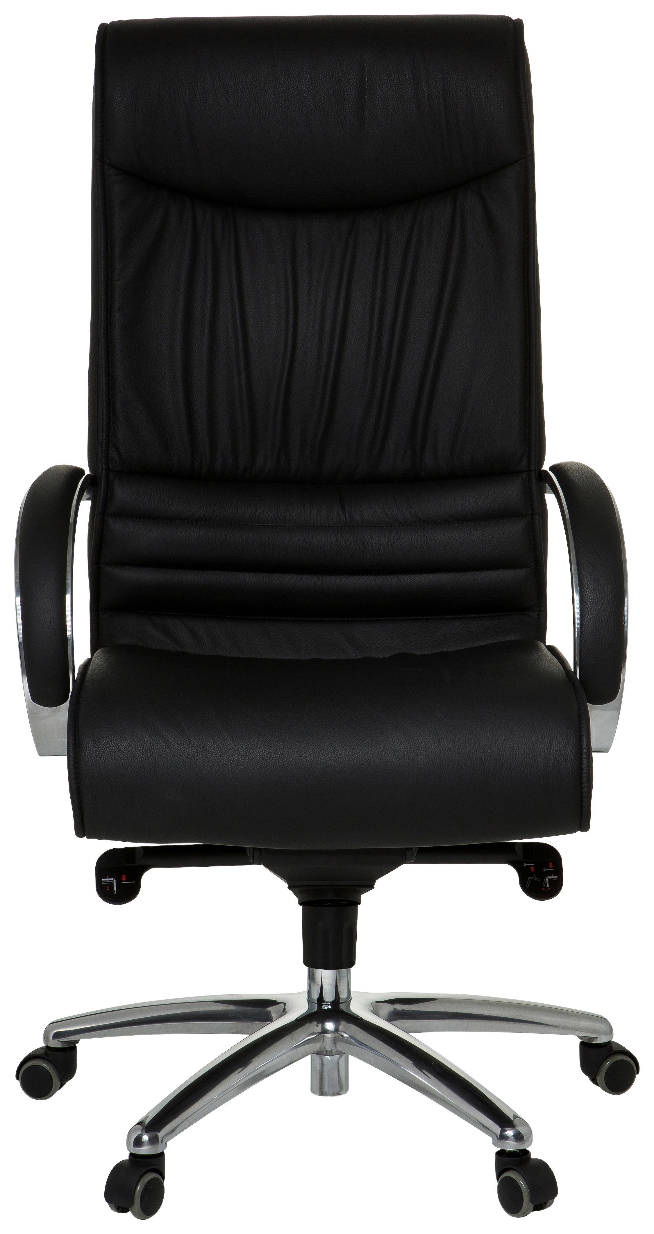 Chefsessel XXL Schwarz Bis 150 Kg - Silberfarben/Schwarz, Basics, Leder/Kunststoff (60/130/47cm) - MID.YOU