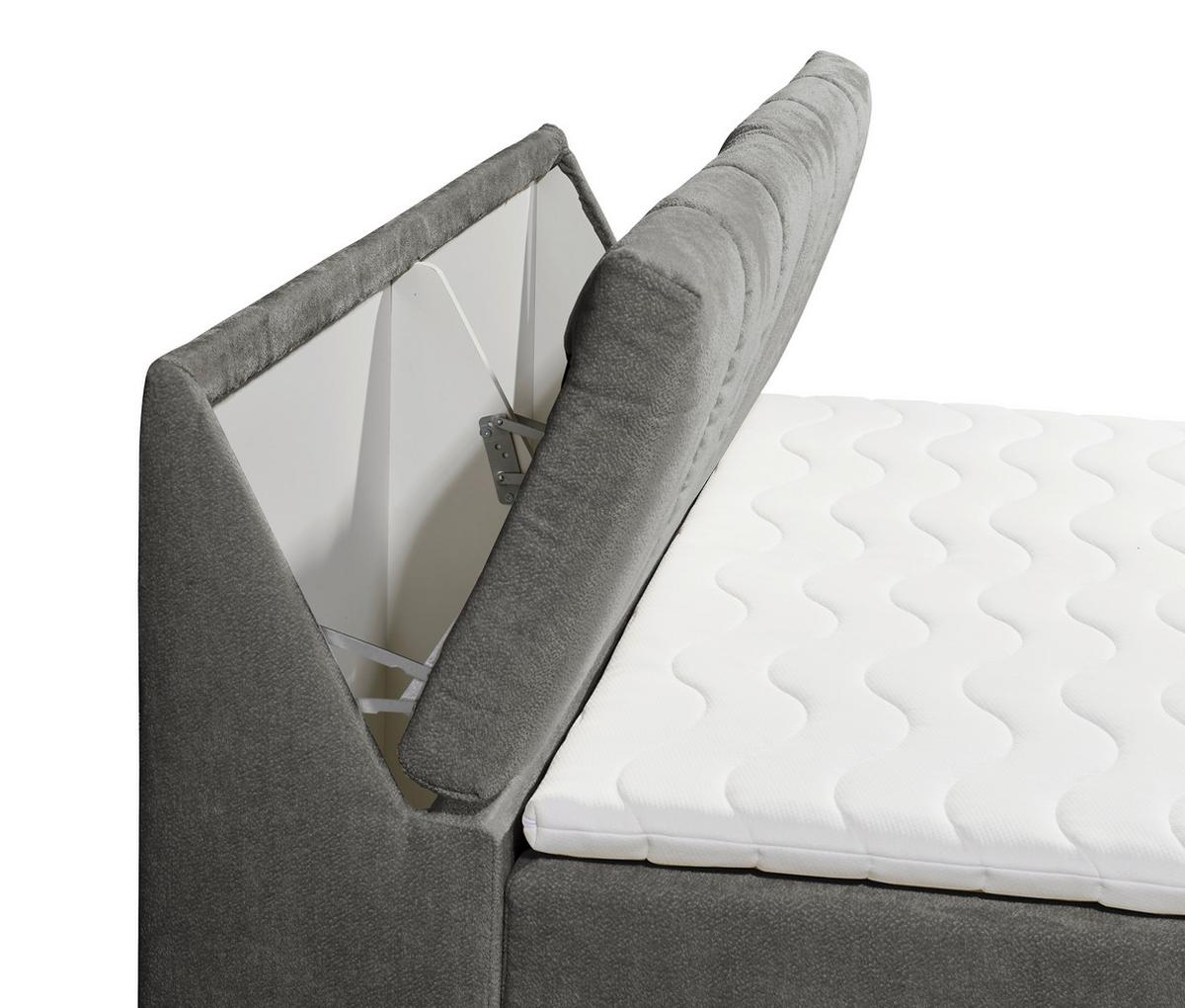 Bocbett Mit Topper+bettkasten 160x200 Cm Valencia - Schwarz/Graphitfarben, MODERN, Holzwerkstoff/Textil (160/200cm) - MID.YOU