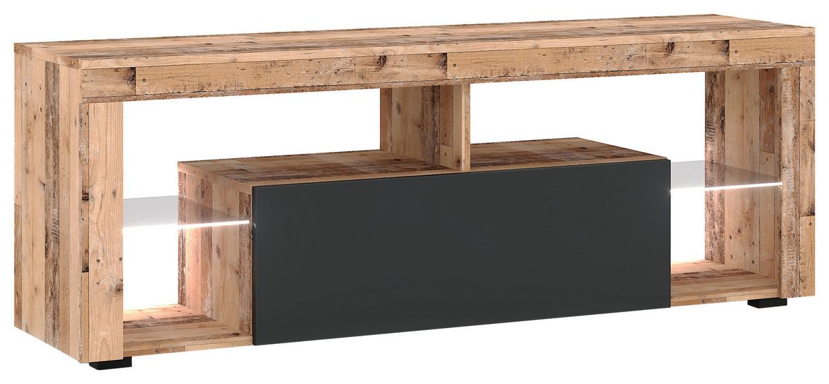 TV-Lowboard Everest B: 140 cm Alteiche Anthrazit - Alteiche/Anthrazit, Design, Glas/Holzwerkstoff (140/50,5/35cm) - Livetastic