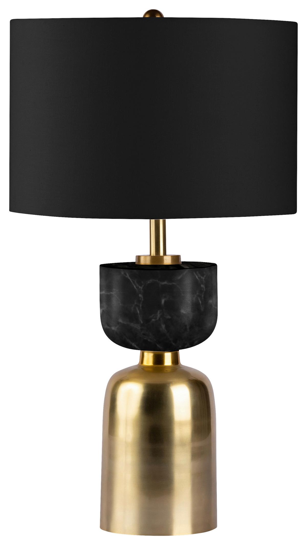 Tischleuchte Cirus 125 Schwarz/goldfarben B: 31 Cm - Goldfarben/Schwarz, Basics, Textil/Stein (31/31/54cm) - Kayoom