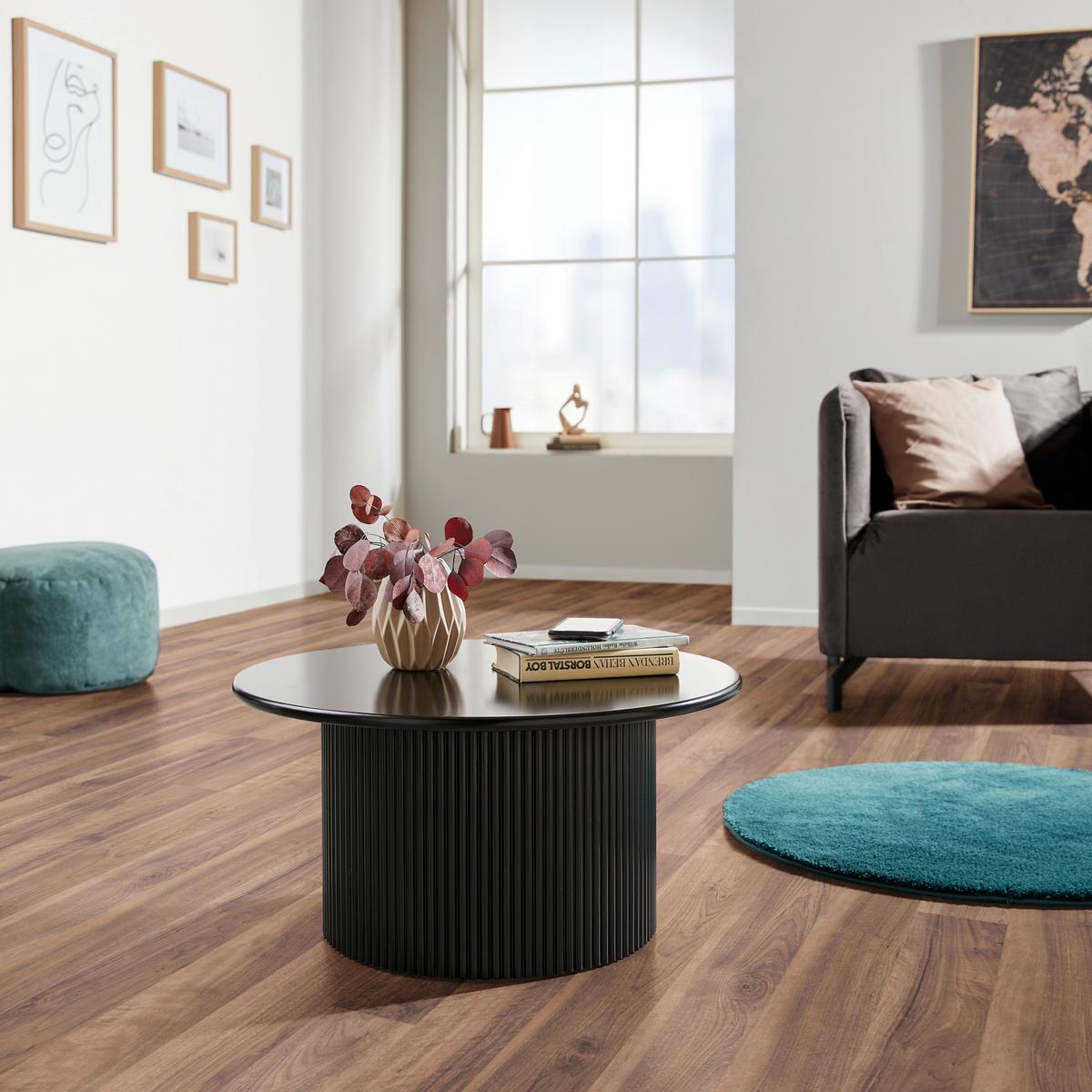 Couchtisch Rund Linz Schwarz - Schwarz, Design, Holzwerkstoff (60/30/60cm) - Livetastic