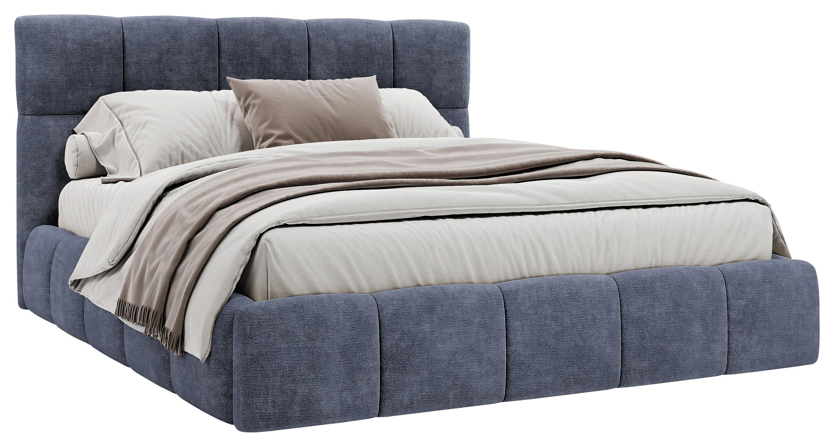 Polsterbett Cherry Chenille Blaugrau, Lf: 180x200 cm - Blaugrau/Schwarz, MODERN, Holz/Holzwerkstoff (180/200cm) - MID.YOU