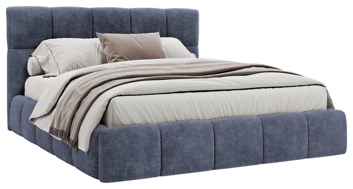 Polsterbett Cherry Chenille Blaugrau, Lf: 180x200 cm - Blaugrau/Schwarz, MODERN, Holz/Holzwerkstoff (180/200cm) - MID.YOU