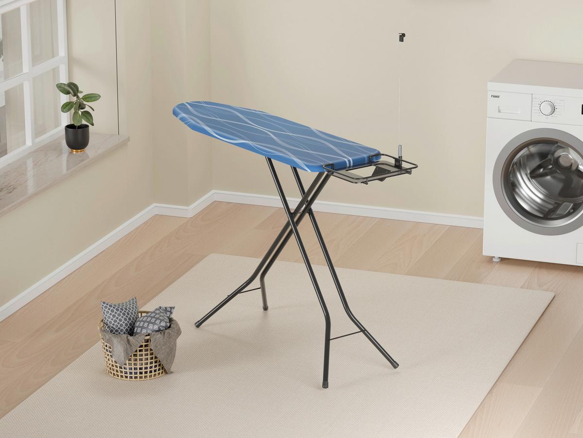 Bügelbrett Anton - Blau/Schwarz, KONVENTIONELL, Textil (145/40,5/92cm) - Homezone