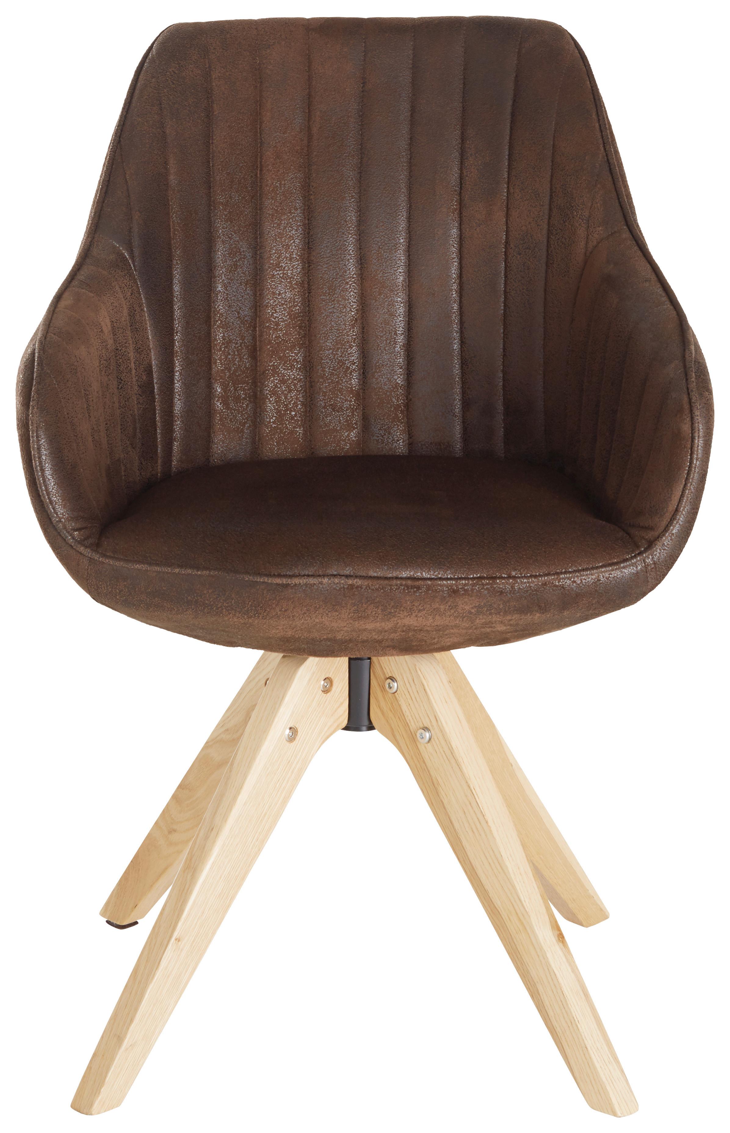 Židle S Područkami Chill - tmavě hnědá/barvy dubu, dřevo/textil (60/83/65cm) - Modern Living