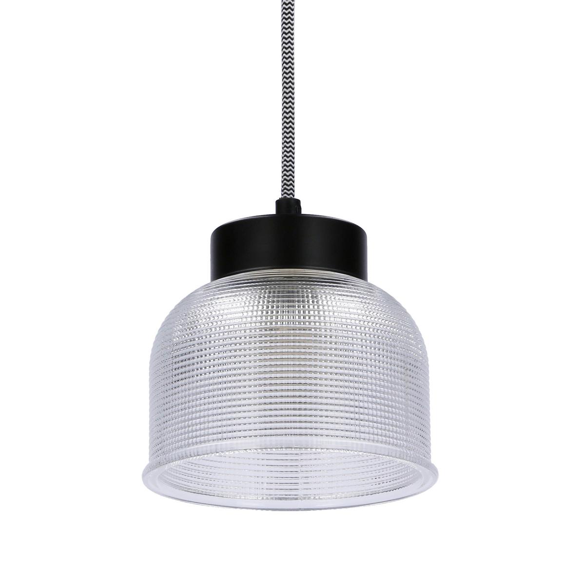 Pendelleuchte Liverpool - Transparent/Schwarz, Design, Glas/Metall (14.5/14.5/90cm)