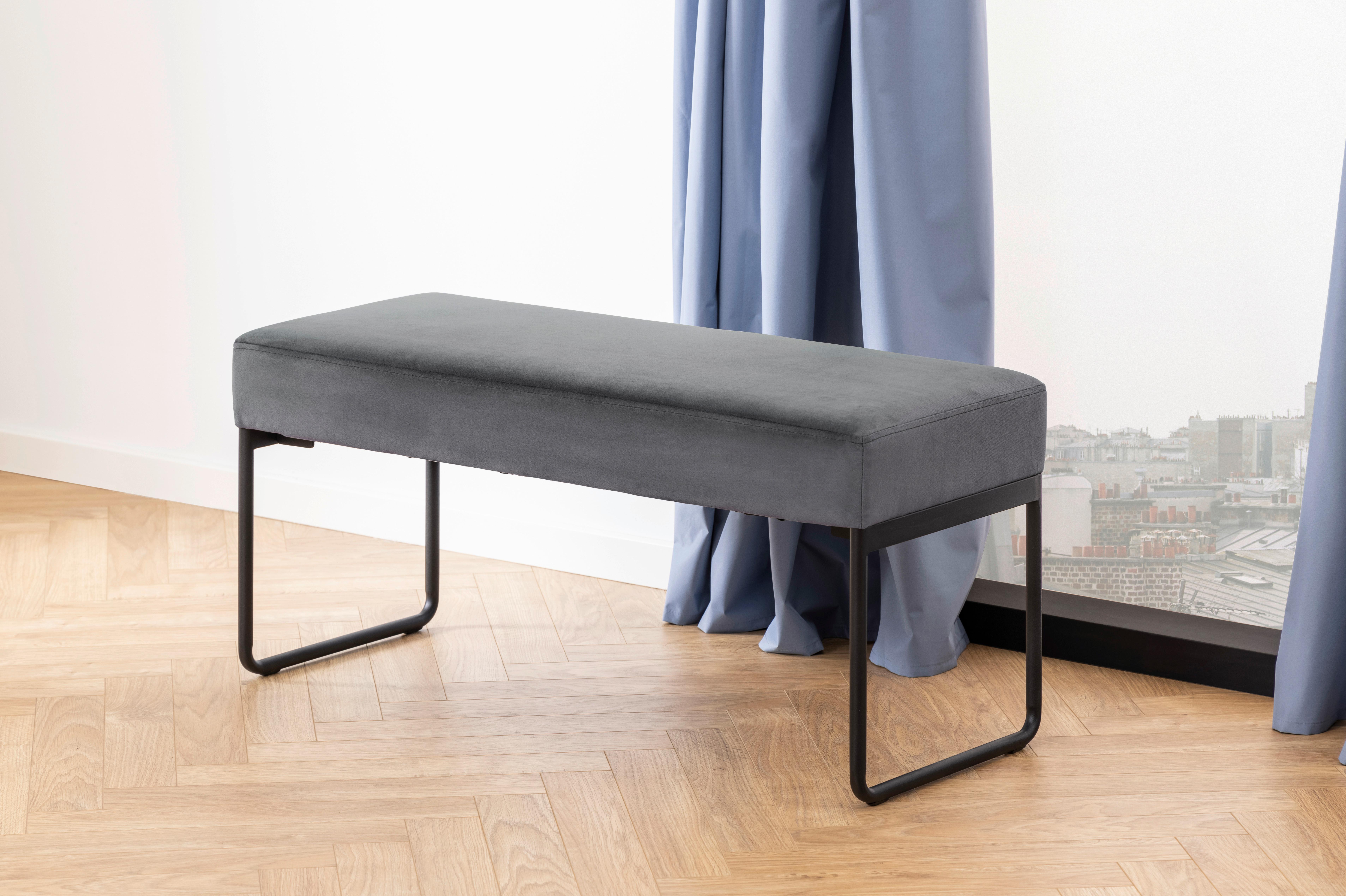Lavice Xenia Šedá - černá/tmavě šedá, Moderní, textil (95/46/38cm) - MID.YOU