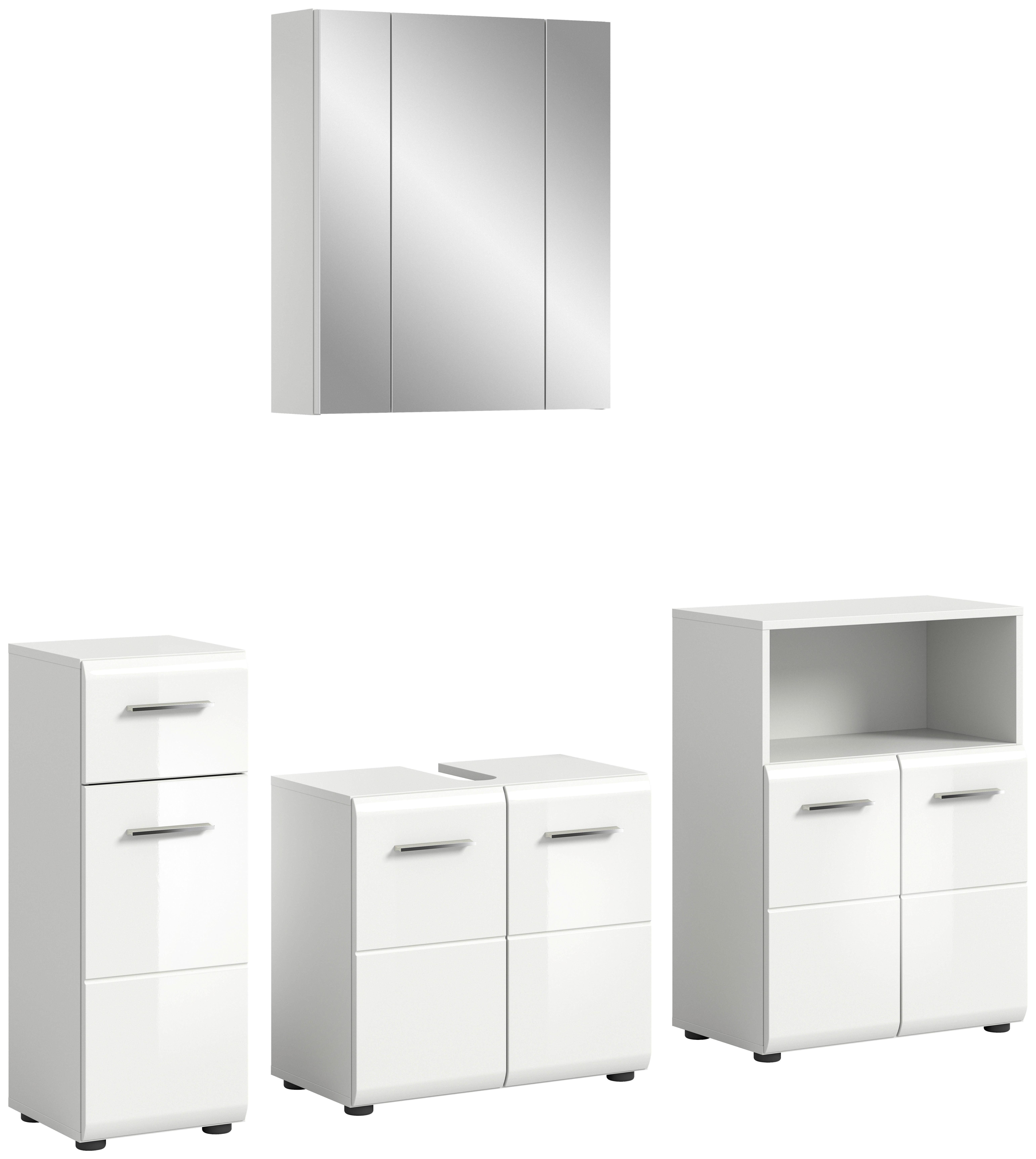 Badezimmer Ice Weiß Hg B: 150 Cm - Weiß Hochglanz/Schwarz, MODERN, Holzwerkstoff (150cm) - MID.YOU