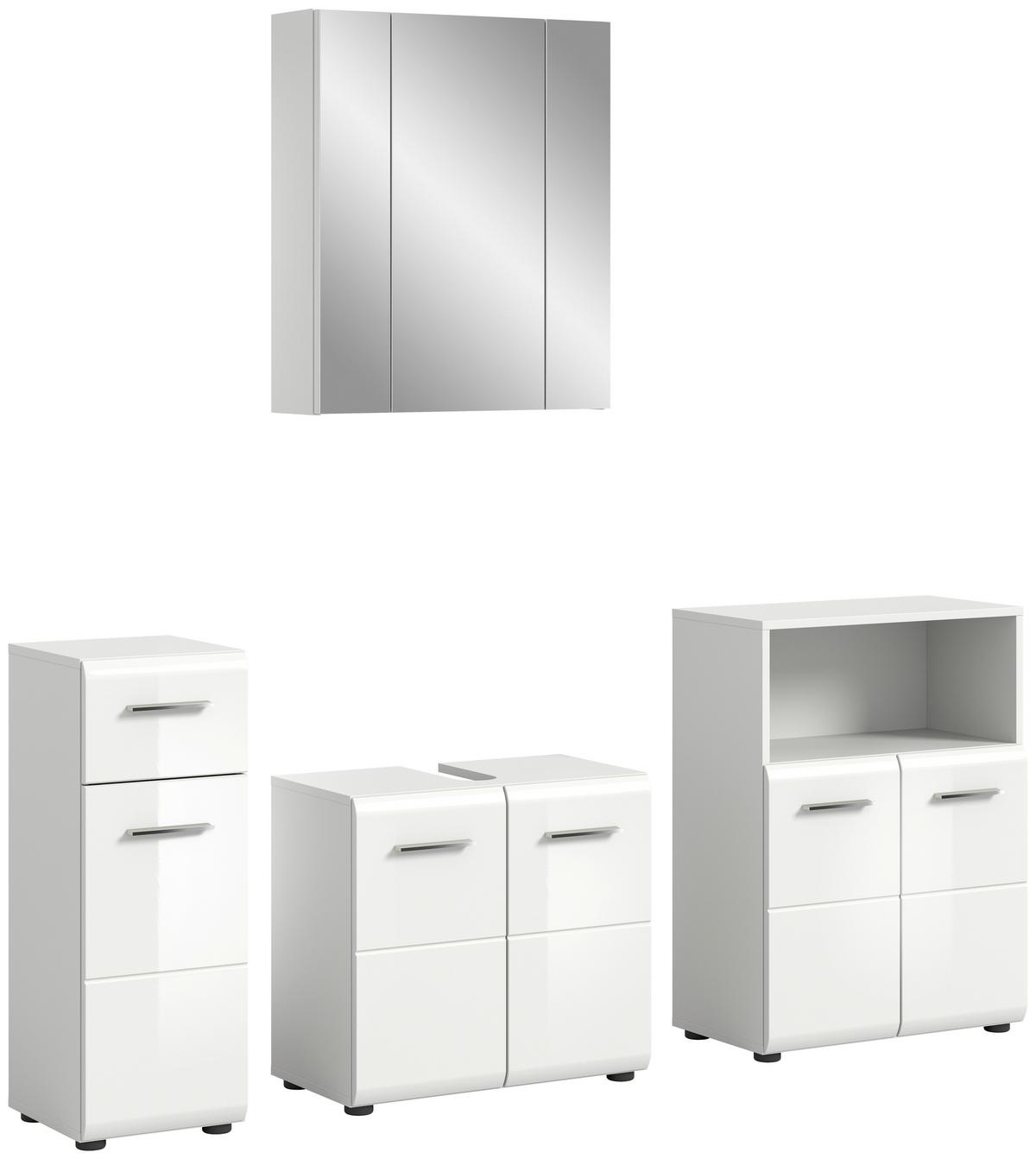 Badezimmer Ice Weiß Hg B: 150 Cm - Weiß Hochglanz/Schwarz, MODERN, Holzwerkstoff (150cm) - MID.YOU