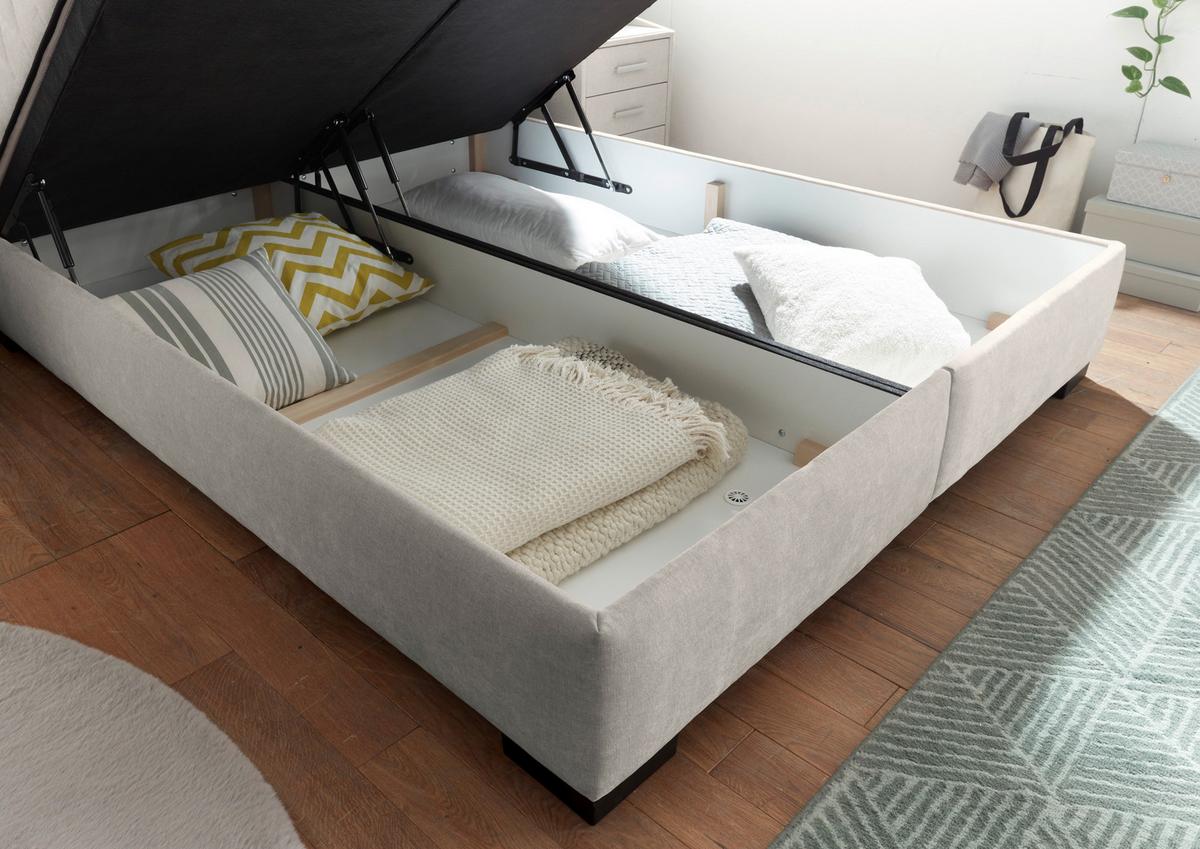 Boxbett Nagol B - Beige/Schwarz, MODERN, Holzwerkstoff/Textil (160/200cm) - MID.YOU