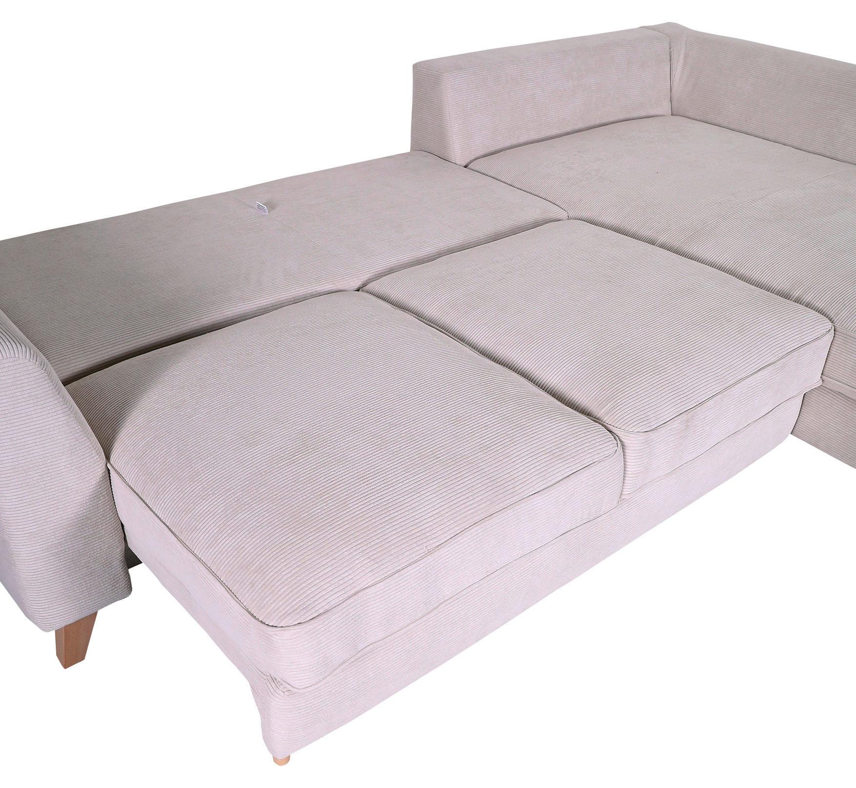 Ecksofa Rimini - Beige/Buchefarben, Design, Textil (271/165cm) - MID.YOU