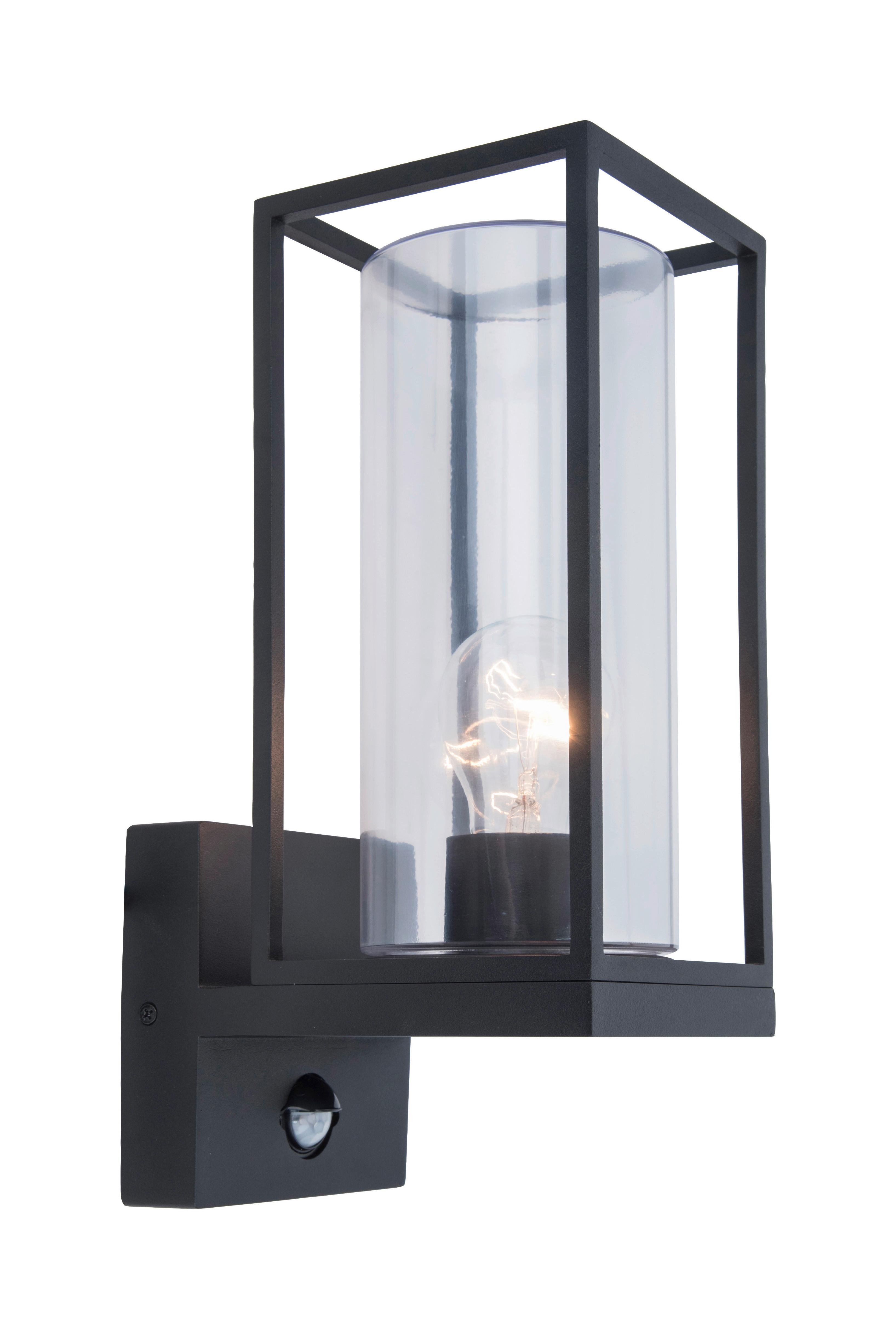 Außenwandleuchte Flair 40w Glas Aluminium, Wandmontage - Klar/Schwarz, Design, Glas/Metall (12/31,3/17,2cm)