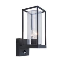 Außenwandleuchte Flair 40w Glas Aluminium, Wandmontage - Klar/Schwarz, Design, Glas/Metall (12/31,3/17,2cm)