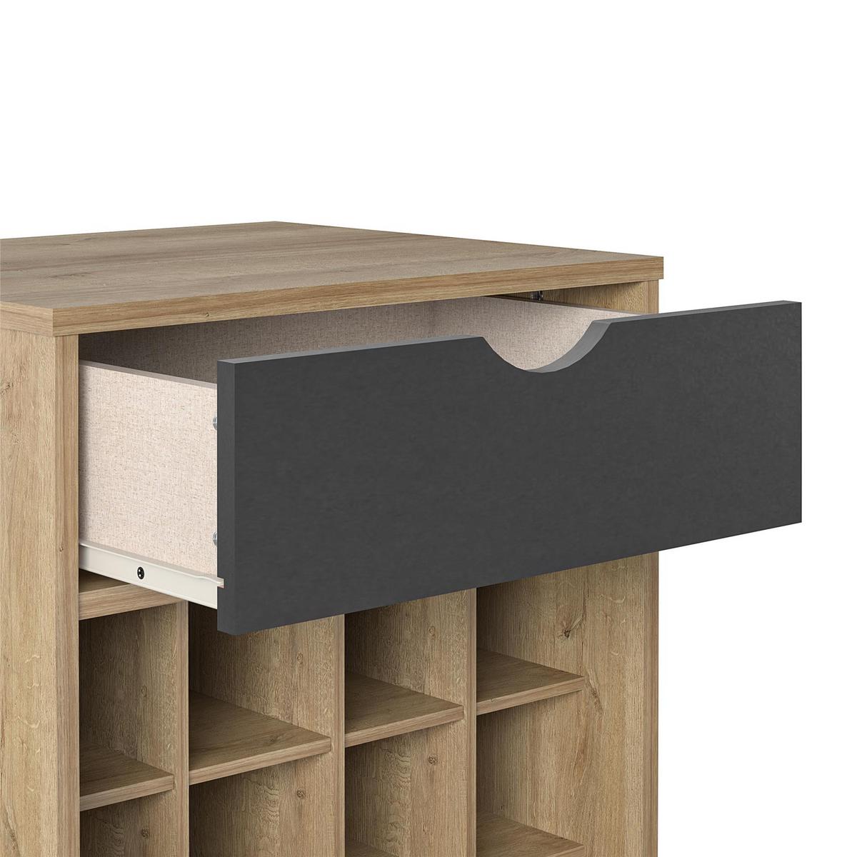 Weinregal Concord Braun 51 cm - Eichefarben/Schwarz, Design, Holzwerkstoff/Metall (51/80/45cm) - MID.YOU