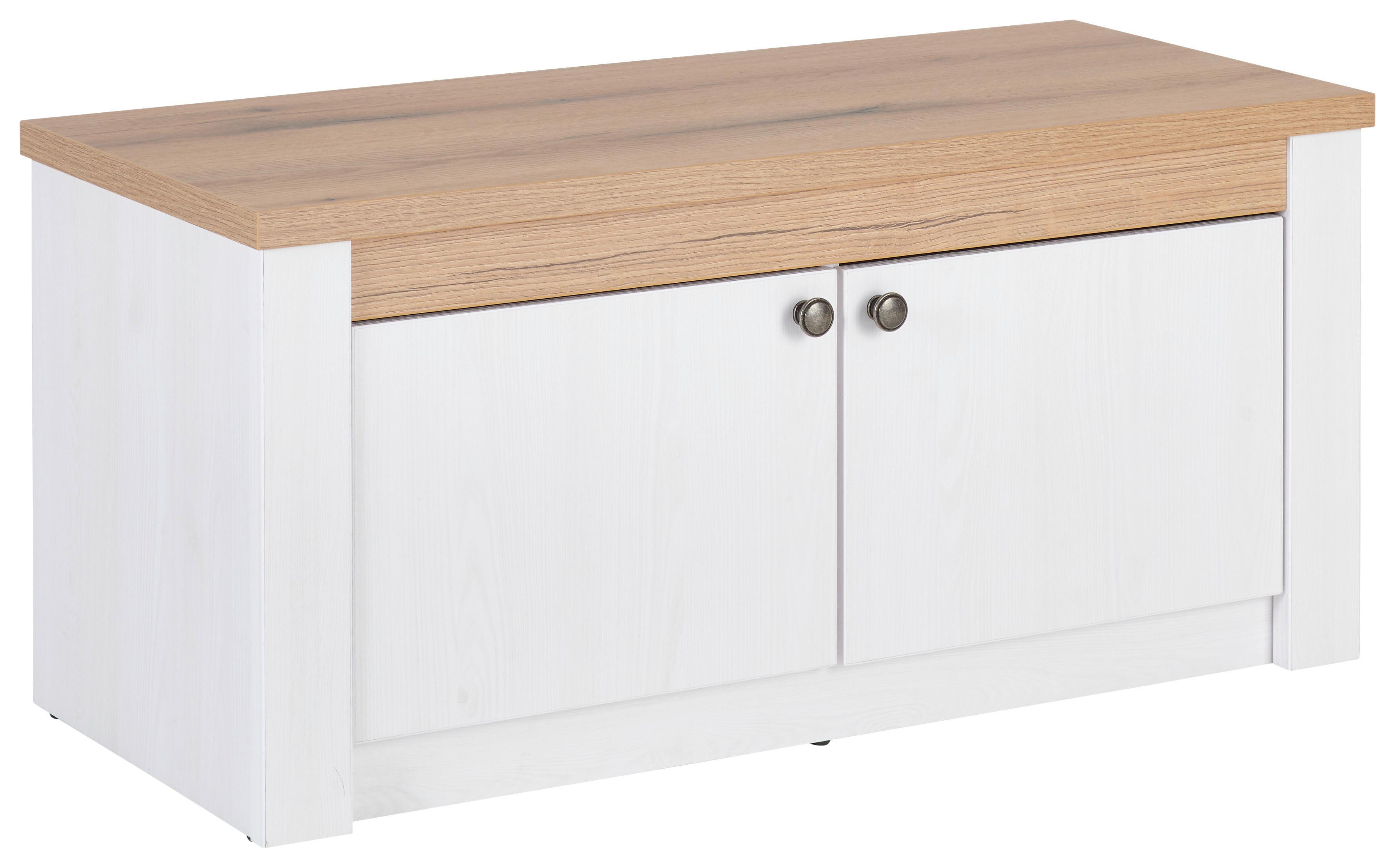 Sitzbank Rovigio Weiß, Eiche-/ Lärchefarben Dekor B: 97 cm - Eichefarben/Lärchefarben, Basics, Holzwerkstoff (97/45,5/42,5cm) - Landscape