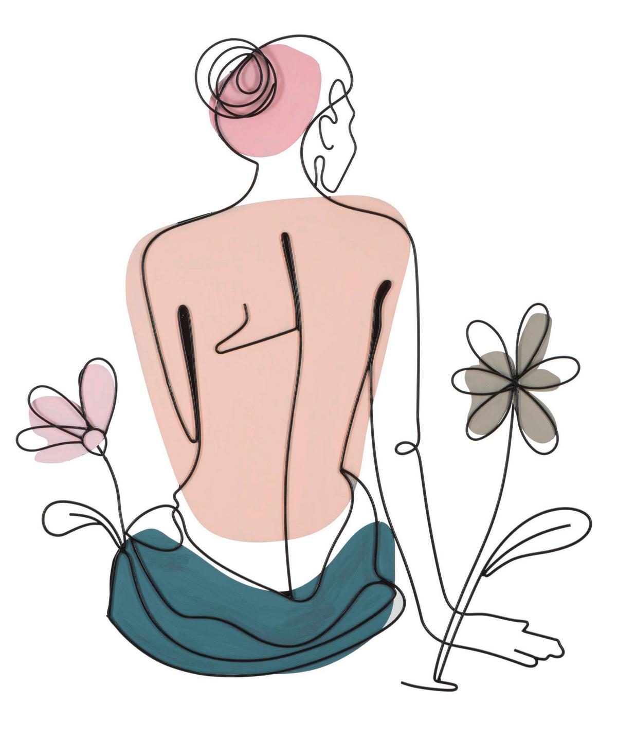 Wanddeko Lady W/ Flower Beige/graugrün/rosa B: 80 Cm - Beige/Rosa, Basics, Metall (80/90/1.3cm)