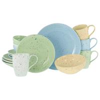 Kombiservice Confetti Bunt Hell-/Blau/Grün/Gelb 16--teilig - Hellgelb/Hellgrün, Basics, Keramik - Creatable