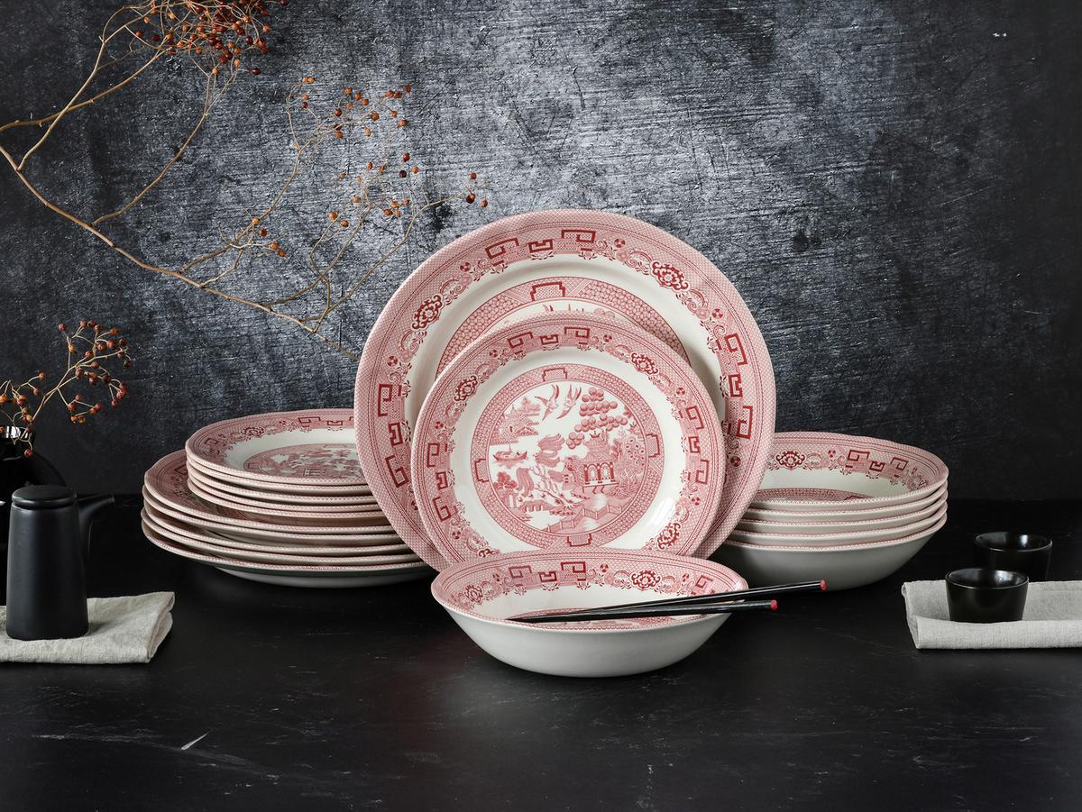 Tafelservice China Town Rot, Weiß L: 31 cm - Rot/Weiß, Basics, Keramik (31/30/32cm) - Creatable