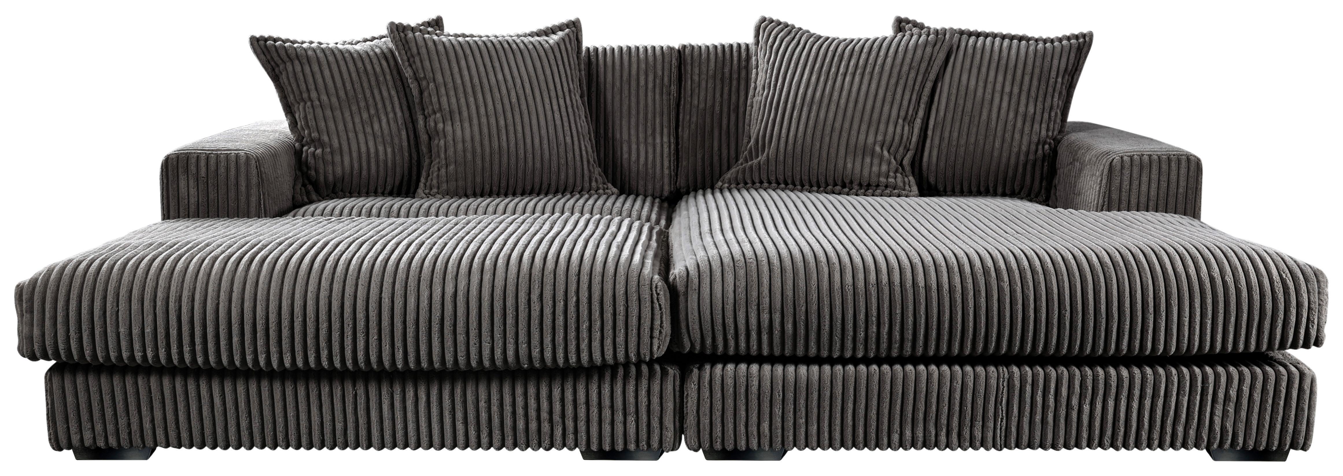 Ecksofa Funny Links Grau mit Hocker B: 285 cm - Schwarz/Grau, Basics, Textil (195/285cm) - Livetastic