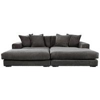 Ecksofa Funny Links Grau mit Hocker B: 285 cm - Schwarz/Grau, Basics, Textil (195/285cm) - Livetastic