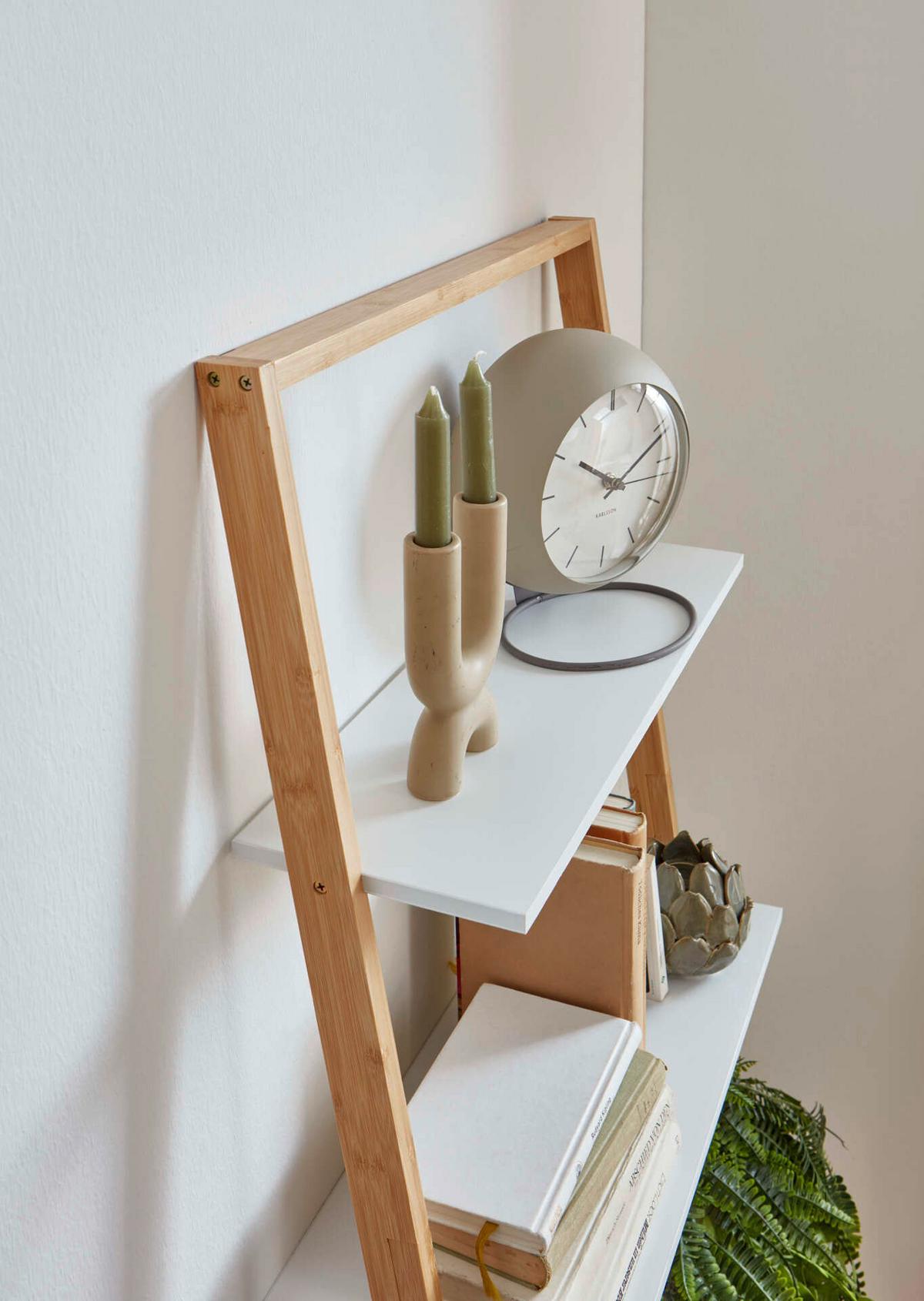 Standregal Bambus/weiß B: 61,3 Cm - Eichefarben/Weiß, Design, Holzwerkstoff (61,3/164/36,5cm) - MID.YOU