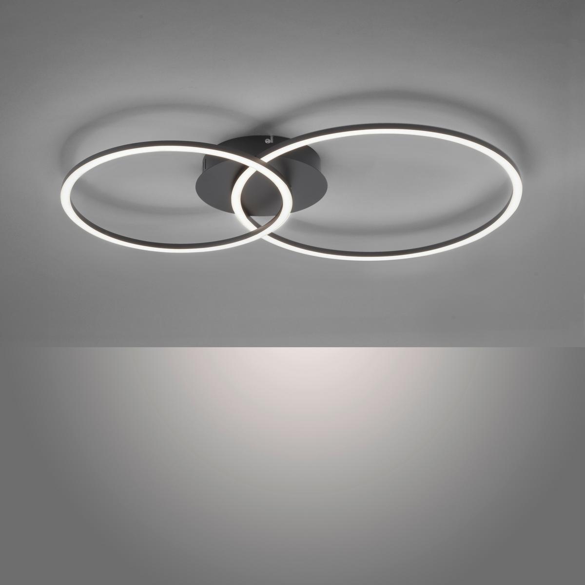 LED-Deckenleuchte Ivanka L: 70 cm dimmbar und Schwenkbar - Schwarz, Design, Kunststoff/Metall (70/44/6,8cm)