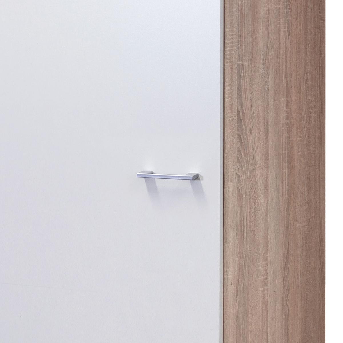 Geschirrschrank Samoa B: 50 cm Weiß/Eiche Dekor 3 Böden - Weiß/Sonoma Eiche, KONVENTIONELL, Holzwerkstoff (50/200cm)