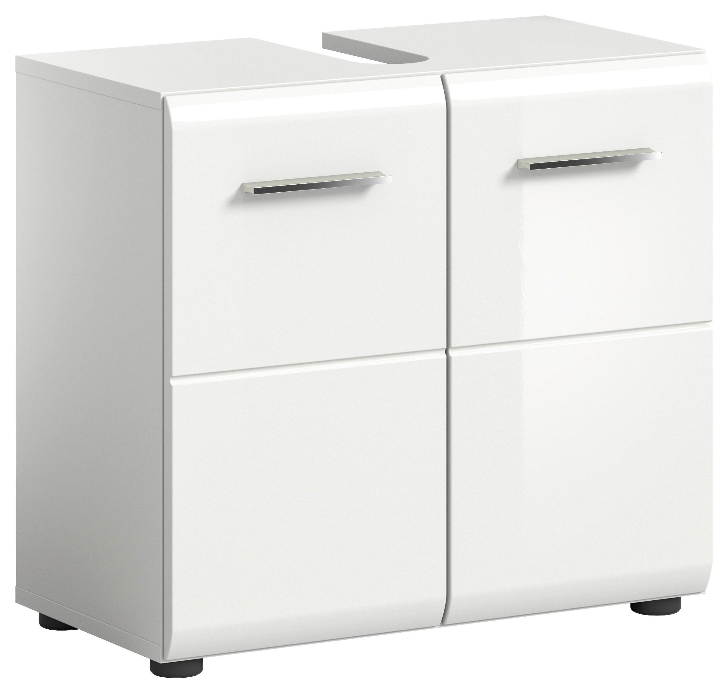 Waschbeckenunterschrank Ice B: 60 cm Weiß Hochglanz